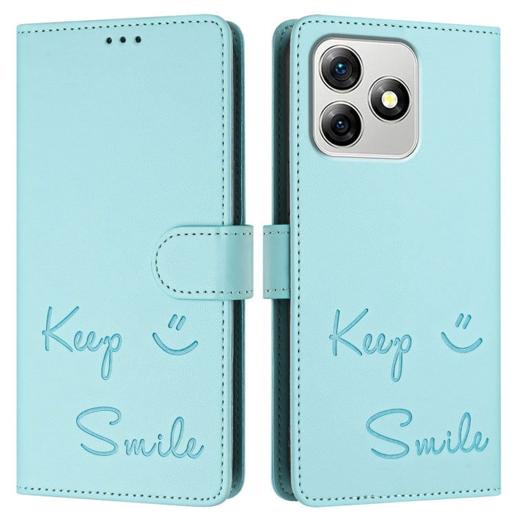 For Ulefone Note 18 Ultra 5G Smile Embossing RFID Leather Phone Case(Mint Green) - Ulefone Cases by buy2fix | Online Shopping UK | buy2fix