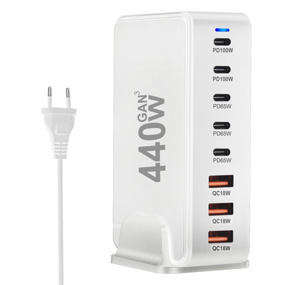 440W GaN USB Power Adapter Travel Charger with 3 x USB, 5 x PD Port, Plug:EU Plug(White) - Multifunction Charger by buy2fix | Online Shopping UK | buy2fix