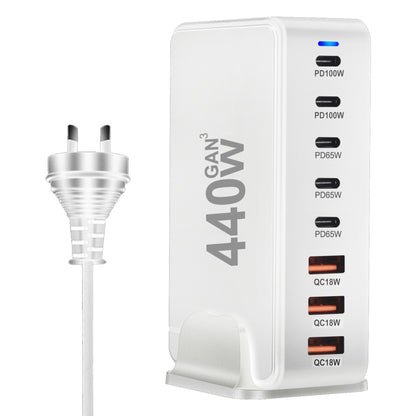 440W GaN USB Power Adapter Travel Charger with 3 x USB, 5 x PD Port, Plug:AU Plug(White) - Multifunction Charger by buy2fix | Online Shopping UK | buy2fix