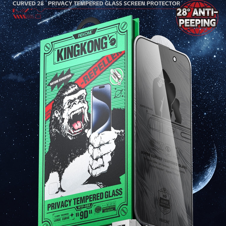 For iPhone 16 / 15 WK WTP-088 Space King Kong 9D Curved 28 Degree Privacy Tempered Glass Film - iPhone 16 Tempered Glass by WK | Online Shopping UK | buy2fix