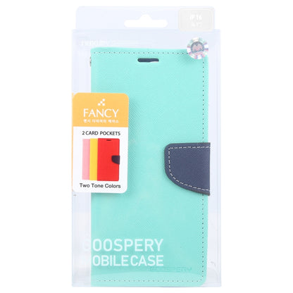 For iPhone 16 GOOSPERY FANCY DIARY Cross Texture Leather Phone Case(Mint Green) - iPhone 16 Cases by GOOSPERY | Online Shopping UK | buy2fix