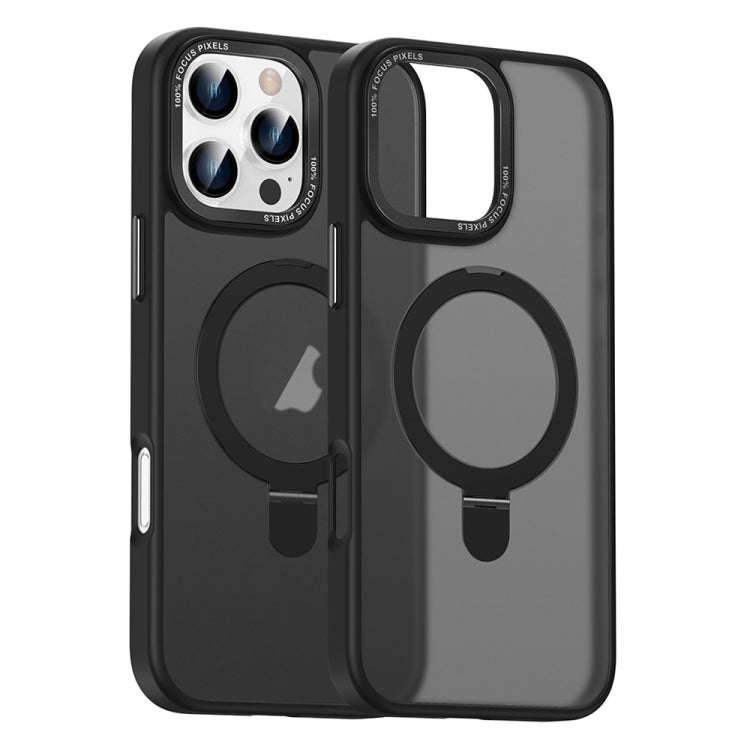 For iPhone 16 Pro Max Skin Feel MagSafe Magnetic Holder Phone Case(Black) - iPhone 16 Pro Max Cases by buy2fix | Online Shopping UK | buy2fix