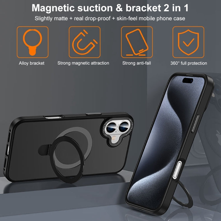 For iPhone 16 Pro Skin Feel MagSafe Magnetic Holder Phone Case(Bronze Gold) - iPhone 16 Pro Cases by buy2fix | Online Shopping UK | buy2fix