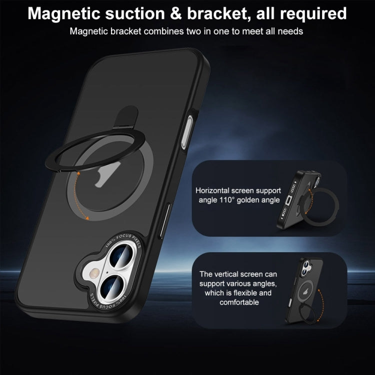 For iPhone 16 Pro Max Skin Feel MagSafe Magnetic Holder Phone Case(Black) - iPhone 16 Pro Max Cases by buy2fix | Online Shopping UK | buy2fix