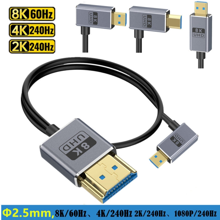 60cm Coaxial Micro HDMI to HDMI 8K UHD 48Gbps Video Connection Cable, Style:Right Elbow - Cable by buy2fix | Online Shopping UK | buy2fix