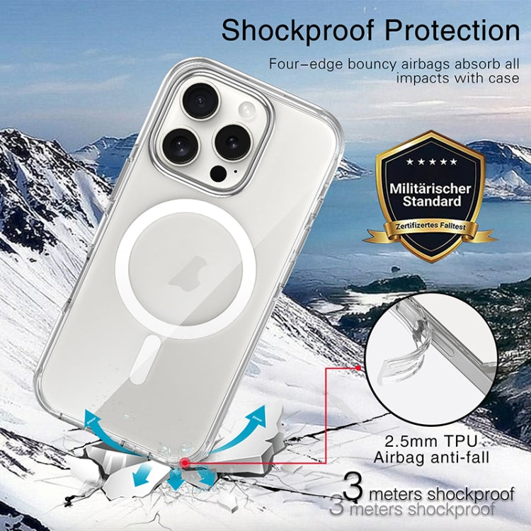 For iPhone 16 Pro Metal Buttons MagSafe Magnetic PC Hybrid TPU Phone Case(Transparent) - iPhone 16 Pro Cases by buy2fix | Online Shopping UK | buy2fix