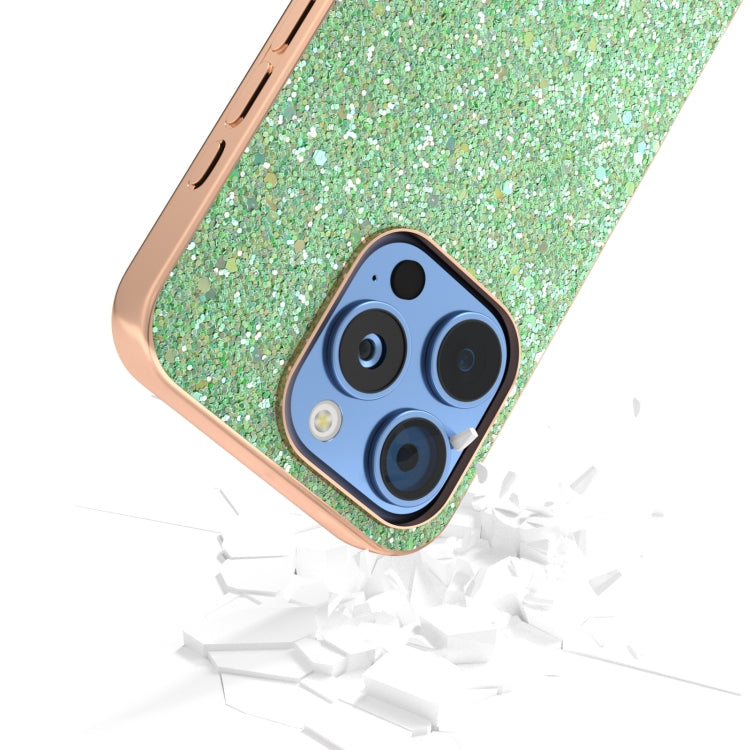 For iPhone 16 Pro Max Electroplating Frame Colorful Glitter Phone Case(Dark Green) - iPhone 16 Pro Max Cases by buy2fix | Online Shopping UK | buy2fix