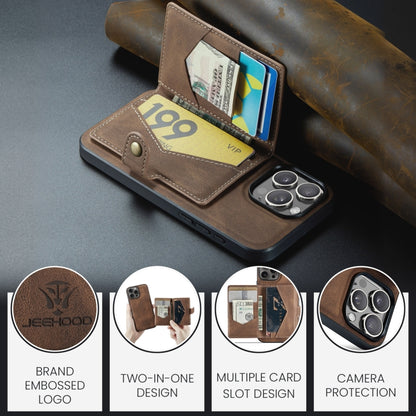 For iPhone 16 Pro JEEHOOD J01 Retro Magnetic Detachable Wallet Phone Case(Brown) - iPhone 16 Pro Cases by JEEHOOD | Online Shopping UK | buy2fix