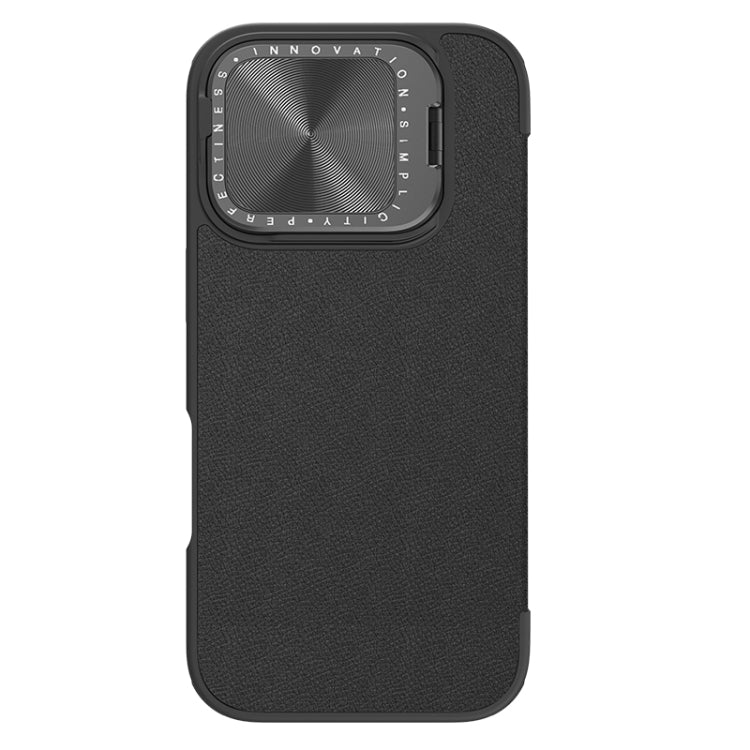 For iPhone 16 Pro Max NILLKIN Qin Prop Series Flip Camera Cover Design Leather Phone Case(Plain Leather Black) - iPhone 16 Pro Max Cases by NILLKIN | Online Shopping UK | buy2fix