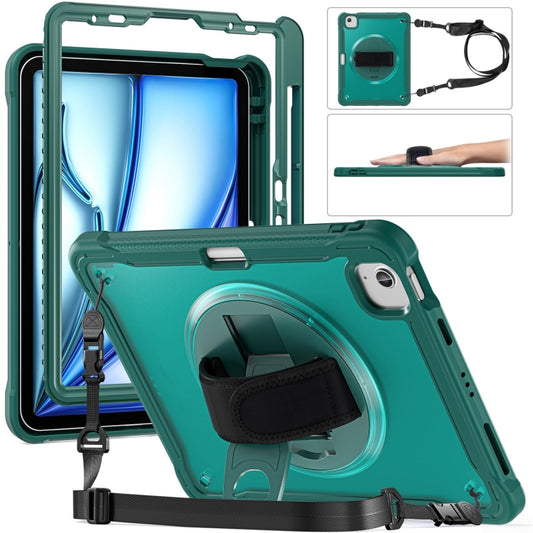 For iPad Air 11 2024 Heavy Duty Hybrid Tablet Case with Hand Grip & Strap(Dark Green) - iPad Air 11 2024 Cases by buy2fix | Online Shopping UK | buy2fix