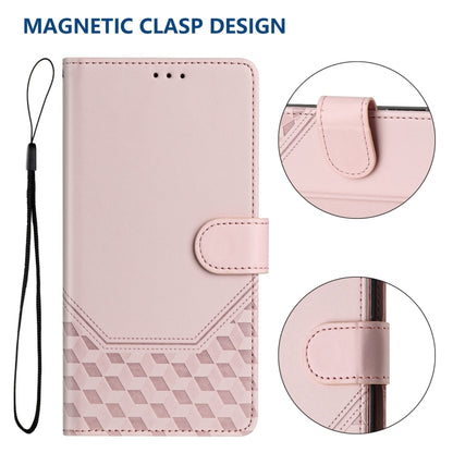 For OnePlus 12 5G Global Honeycomb Embossing RFID Leather Phone Case(Pink) - OnePlus Cases by buy2fix | Online Shopping UK | buy2fix