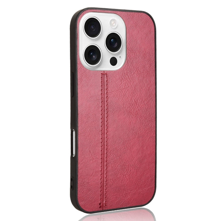 For iPhone 16 Pro Max Cow Pattern Sewing Back Cover Phone Case(Red) - iPhone 16 Pro Max Cases by buy2fix | Online Shopping UK | buy2fix