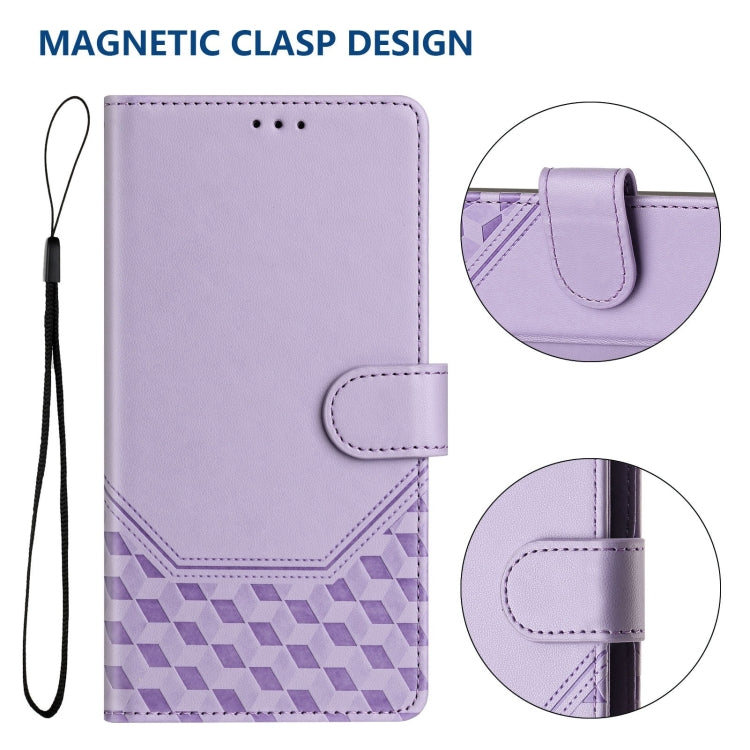 For Motorola Moto G Stylus 5G 2024 Honeycomb Embossing RFID Leather Phone Case(Light Purple) - Motorola Cases by buy2fix | Online Shopping UK | buy2fix