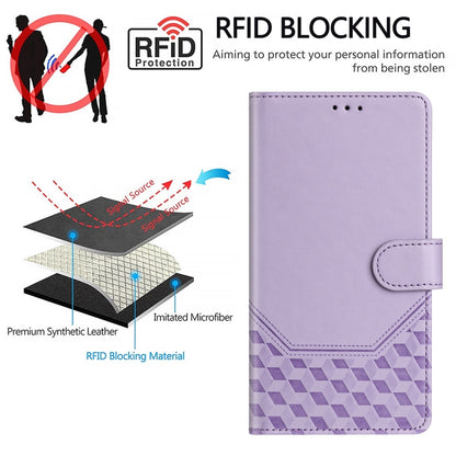 For Motorola Edge 5G 2024 Honeycomb Embossing RFID Leather Phone Case(Light Purple) - Motorola Cases by buy2fix | Online Shopping UK | buy2fix