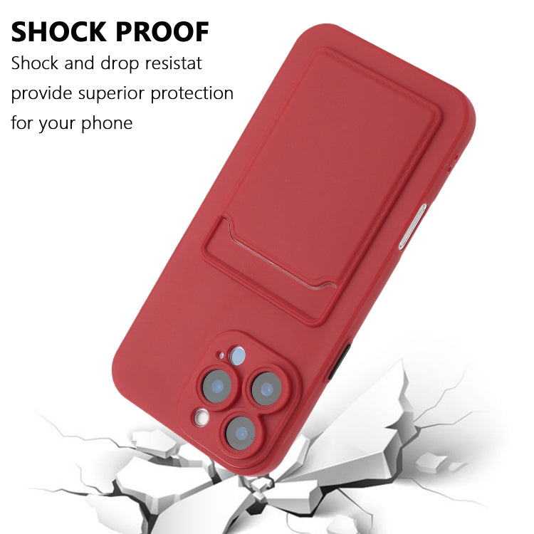 For iPhone 16 Pro Skin Feel Card Contrast Color Button TPU Phone Case(Rose Red) - iPhone 16 Pro Cases by buy2fix | Online Shopping UK | buy2fix