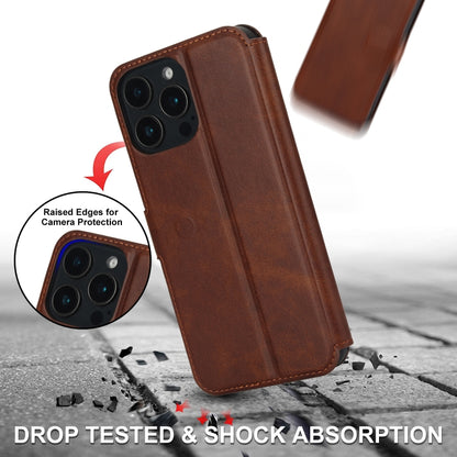 For iPhone 16 Pro Max Shockproof PU + TPU Leather Phone Case(Brown) - iPhone 16 Pro Max Cases by buy2fix | Online Shopping UK | buy2fix