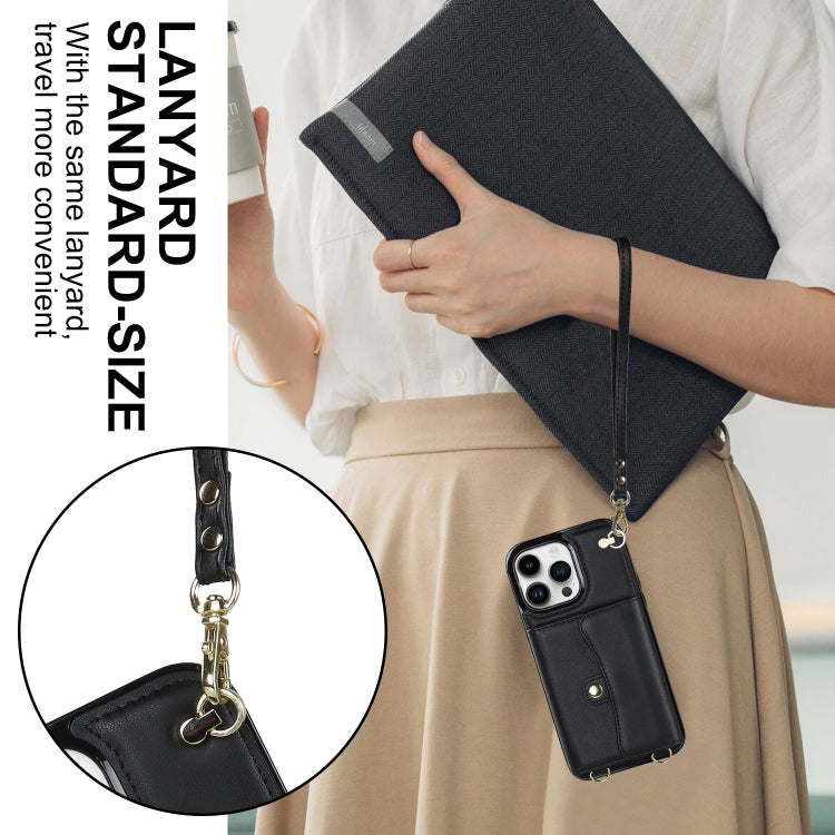 For iPhone 16 Pro RFID Card Slot Phone Case with Long Lanyard(Black) - iPhone 16 Pro Cases by buy2fix | Online Shopping UK | buy2fix