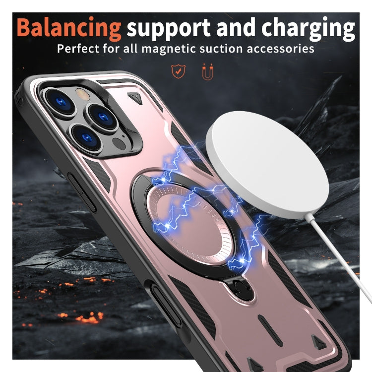 For iPhone 16 Pro Max PC Hybrid TPU Armor MagSafe Ring Holder Phone Case(Rose Gold) - iPhone 16 Pro Max Cases by buy2fix | Online Shopping UK | buy2fix