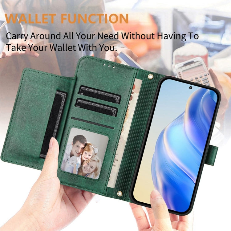 For iPhone 16 Pro Max Multi-Card Slots Zipper Wallet Leather Phone Case(Green) - iPhone 16 Pro Max Cases by buy2fix | Online Shopping UK | buy2fix