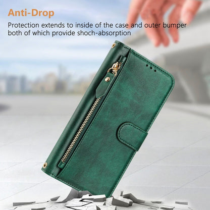 For iPhone 16 Multi-Card Slots Zipper Wallet Leather Phone Case(Green) - iPhone 16 Cases by buy2fix | Online Shopping UK | buy2fix