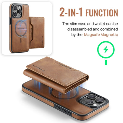 For iPhone 15 Pro Max DG.MING MAGKING-K2 Series MagSafe RFID Card Bag Detachable Phone Case(Brown) - iPhone 15 Pro Max Cases by DG.MING | Online Shopping UK | buy2fix