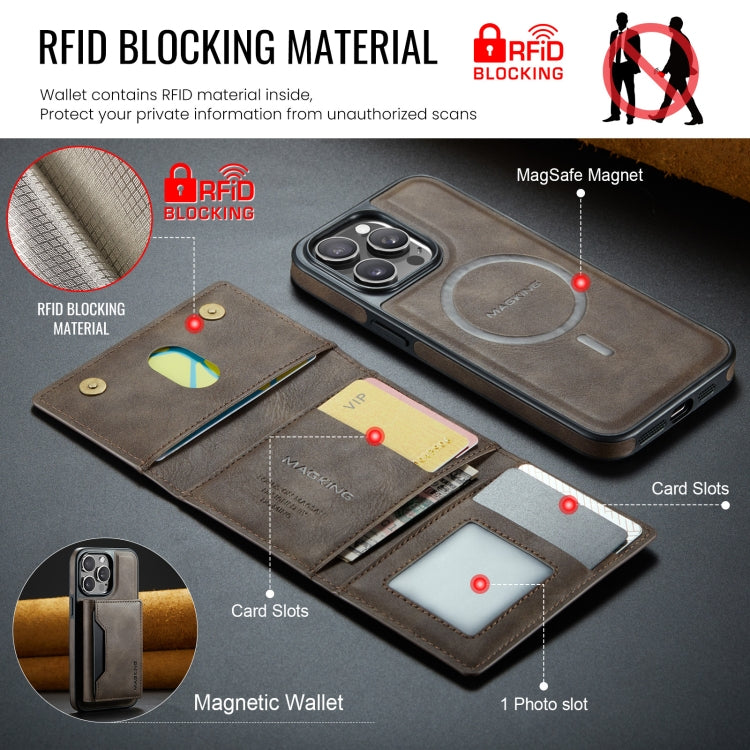 For iPhone 13 Pro DG.MING MAGKING-K2 Series MagSafe RFID Card Bag Detachable Phone Case(Coffee) - iPhone 13 Pro Cases by DG.MING | Online Shopping UK | buy2fix