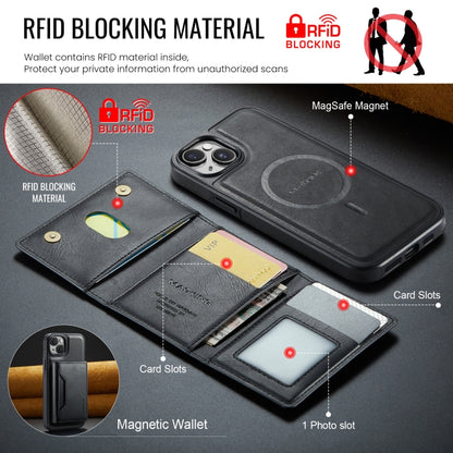 For iPhone 13 DG.MING MAGKING-K2 Series MagSafe RFID Card Bag Detachable Phone Case(Black) - iPhone 13 Cases by DG.MING | Online Shopping UK | buy2fix