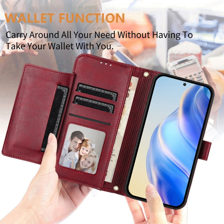 For Boost Mobile Celero 5G+ 2024 / Celero 3+ Multi-Card Slots Zipper Wallet Leather Phone Case(Dark Red) - More Brand by buy2fix | Online Shopping UK | buy2fix