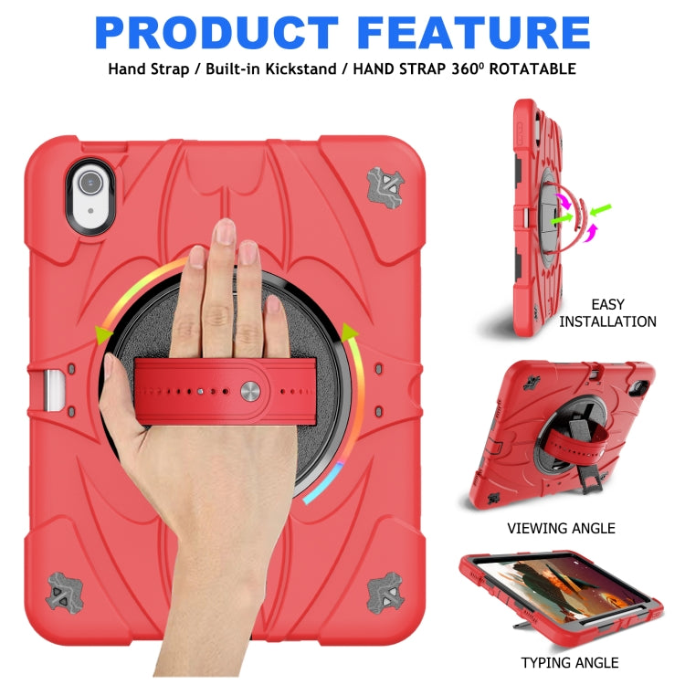 For iPad Air 11 2024 / 10.9 2022 Bat Hand Grip Turntable Stand Tablet Case(Red Black) - iPad Air 11 2024 Cases by buy2fix | Online Shopping UK | buy2fix