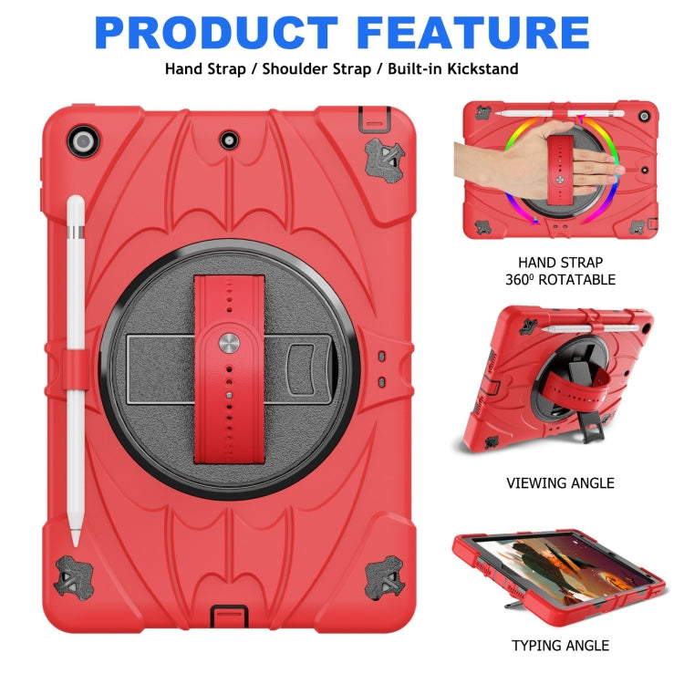 For iPad 10.2 2021 / 2020 / 2019 Bat Hand Grip Turntable Stand Tablet Case(Red Black) - iPad 10.2 Cases by buy2fix | Online Shopping UK | buy2fix