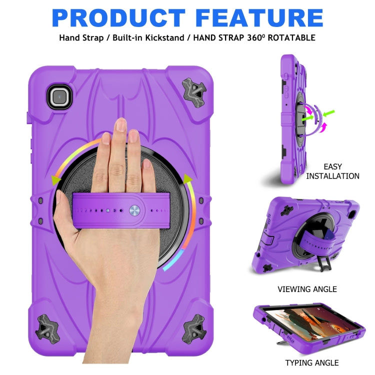 For Samsung Galaxy Tab A7 Lite Bat Hand Grip Turntable Stand Tablet Case(Purple Black) - Tab A7 Lite T220 / T225 by buy2fix | Online Shopping UK | buy2fix