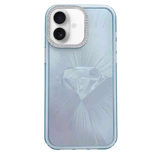 For iPhone 16 Plus Diamond Texture TPU Hybrid PC IMD Phone Case(Blue) - iPhone 16 Plus Cases by buy2fix | Online Shopping UK | buy2fix