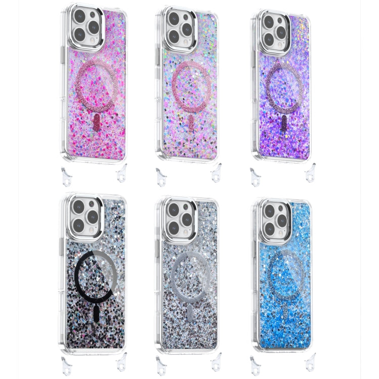 For iPhone 16 Pro Max Epoxy Glitter MagSafe Magnetic TPU Phone Case(Black) - iPhone 16 Pro Max Cases by buy2fix | Online Shopping UK | buy2fix