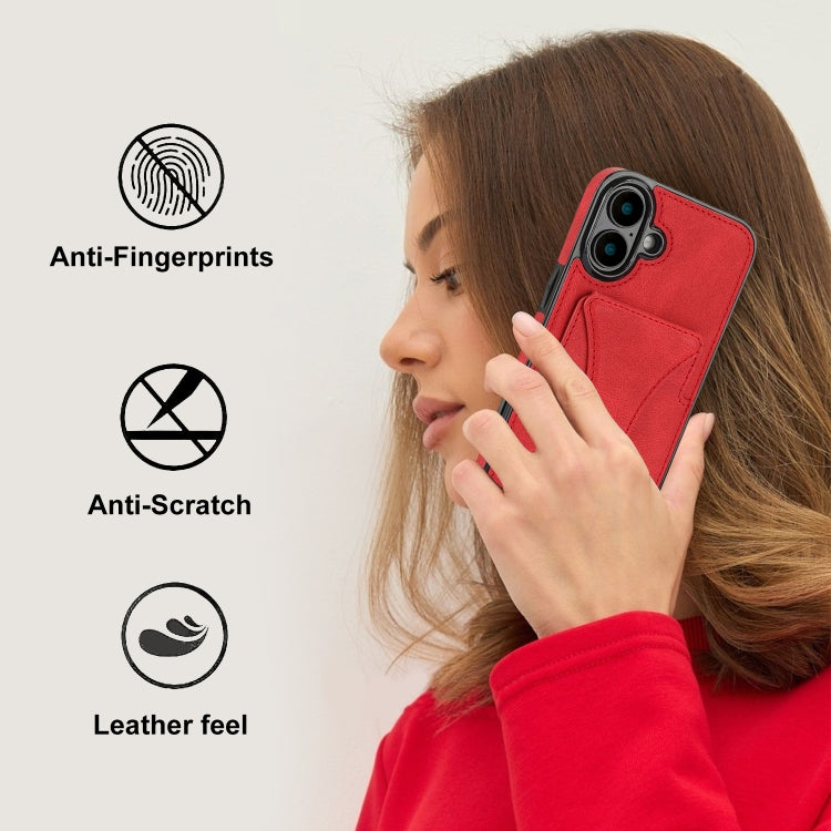 For iPhone 16 Ultra-thin Shockproof Phone Protective Case with Holder(Red) - iPhone 16 Cases by buy2fix | Online Shopping UK | buy2fix