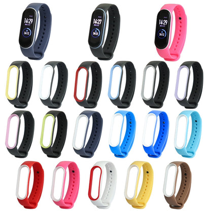 For Xiaomi Mi Band 5 Two-color TPE Watch Band(Black+Blue) - Watch Bands by buy2fix | Online Shopping UK | buy2fix