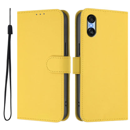 For Sony Xperia 10 VI 2024 Skin Feel Solid Color Leather Phone Case with Lanyard(Lemon Yellow) - Sony Cases by buy2fix | Online Shopping UK | buy2fix