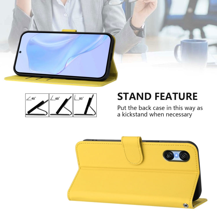 For Sony Xperia 10 VI 2024 Skin Feel Solid Color Leather Phone Case with Lanyard(Lemon Yellow) - Sony Cases by buy2fix | Online Shopping UK | buy2fix