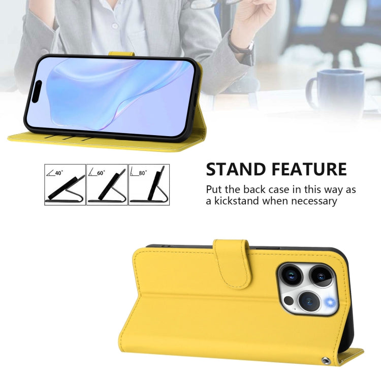 For iPhone 16 Pro Skin Feel Solid Color Leather Phone Case with Lanyard(Lemon Yellow) - iPhone 16 Pro Cases by buy2fix | Online Shopping UK | buy2fix