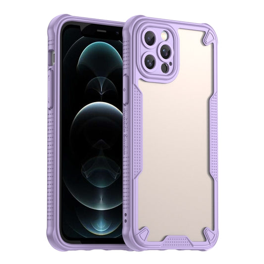 For iPhone 12 Pro Armor Glaze PC Hybrid TPU Phone Case(Purple) - iPhone 12 / 12 Pro Cases by buy2fix | Online Shopping UK | buy2fix