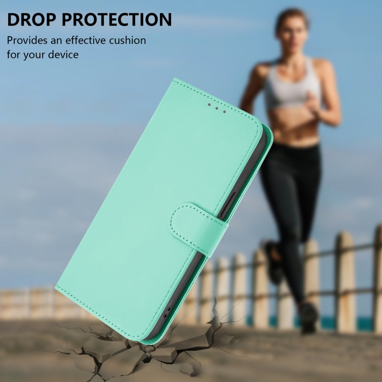 For Samsung Galaxy S25 5G Skin Feel Solid Color Leather Phone Case with Lanyard(Mint Green) - Galaxy S25 5G Cases by buy2fix | Online Shopping UK | buy2fix