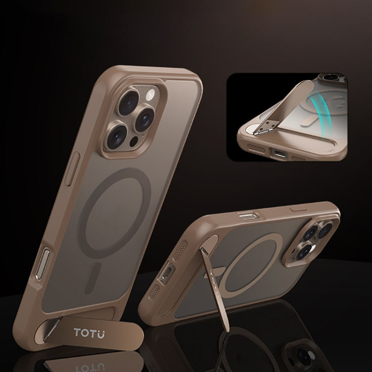 For iPhone 16 Pro TOTU PC-25 Skin Feel MagSafe Magnetic Stand Phone Case(Gold) - iPhone 16 Pro Cases by TOTUDESIGN | Online Shopping UK | buy2fix