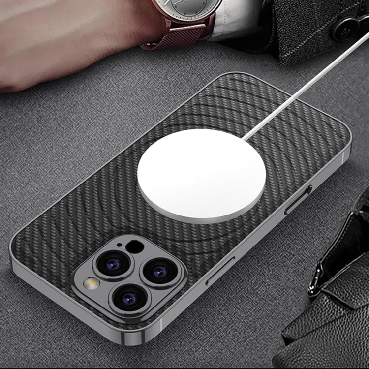 For iPhone 16 Pro GKK Plating Leather Wave MagSafe Phone Case(Carbon Fiber) - iPhone 16 Pro Cases by GKK | Online Shopping UK | buy2fix