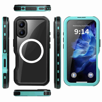 For iPhone 16 Plus RedPepper IP68 Waterproof Triple-proof MagSafe Phone Case(Black Blue) - iPhone 16 Plus Cases by RedPepper | Online Shopping UK | buy2fix