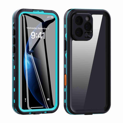 For iPhone 16 Pro Max RedPepper Transparent Dot IP68 Waterproof Triple-proof Phone Case(Black Blue) - iPhone 16 Pro Max Cases by RedPepper | Online Shopping UK | buy2fix