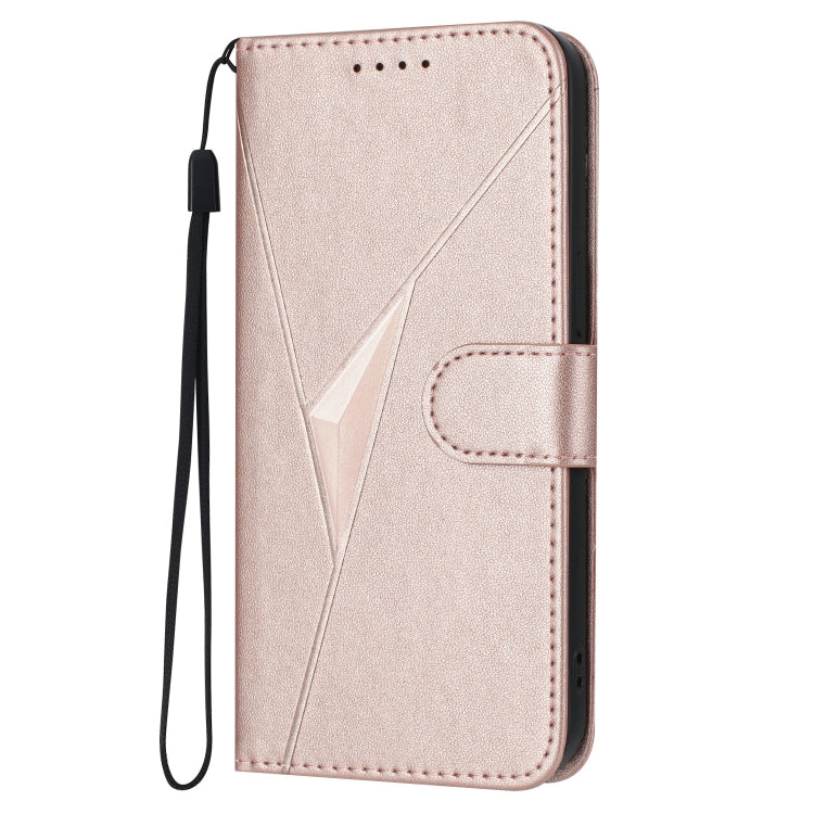 For Motorola Moto G Play 4G 2024 Triangle Pattern Buckle Clasp Leather Phone Case(Rose Gold) - Motorola Cases by buy2fix | Online Shopping UK | buy2fix