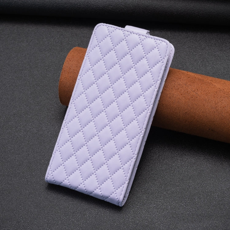 For Samsung Galaxy S25 5G Diamond Lattice Vertical Flip Leather Phone Case(Purple) - Galaxy S25 5G Cases by buy2fix | Online Shopping UK | buy2fix