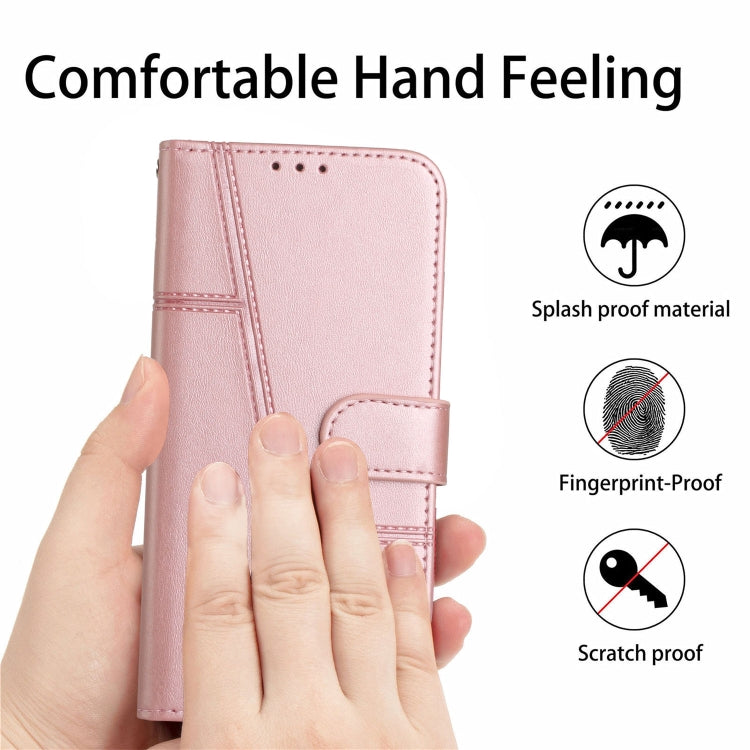 For Samsung Galaxy S25 / S24 5G Stitching Calf Texture Buckle Leather Phone Case(Rose Gold) - Galaxy S25 5G Cases by buy2fix | Online Shopping UK | buy2fix