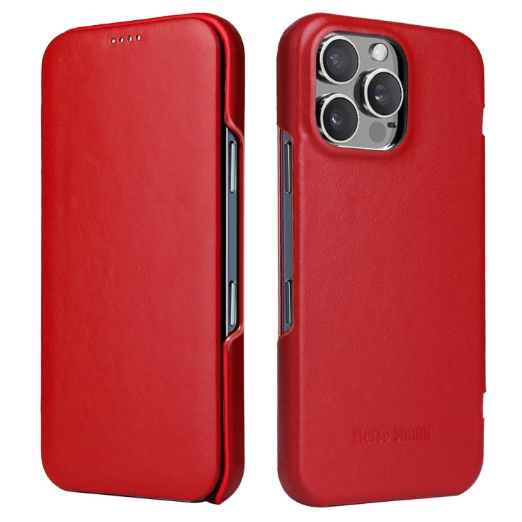 For iPhone 16 Pro Max Fierre Shann Top Layer Cowhide Business Magnetic Leather Phone Case(Red) - iPhone 16 Pro Max Cases by FIERRE SHANN | Online Shopping UK | buy2fix