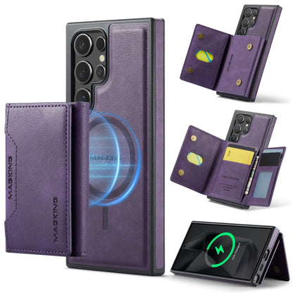 For Samsung Galaxy S24 Ultra 5G DG.MING MAGKING-K2 Series MagSafe RFID Card Bag Detachable Phone Case(Purple) - Galaxy S24 Ultra 5G Cases by DG.MING | Online Shopping UK | buy2fix