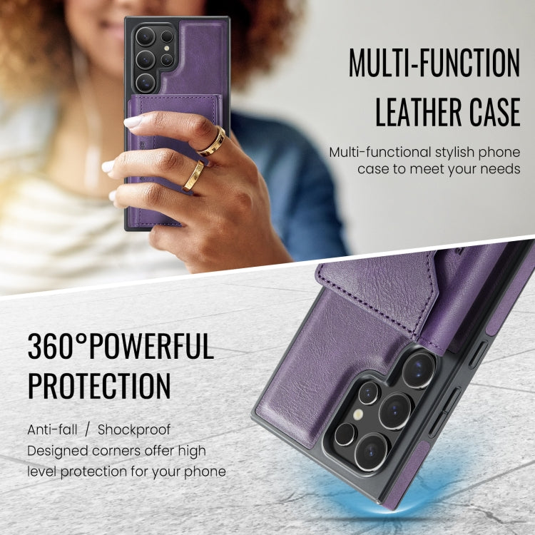 For Samsung Galaxy S24 Ultra 5G DG.MING MAGKING-K2 Series MagSafe RFID Card Bag Detachable Phone Case(Purple) - Galaxy S24 Ultra 5G Cases by DG.MING | Online Shopping UK | buy2fix